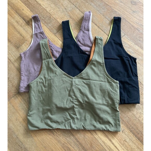 Una Pluma Vinyasa Reversible Tops Bundle of 3 LARGE Organic Cotton Yoga Hiking - Picture 1 of 6